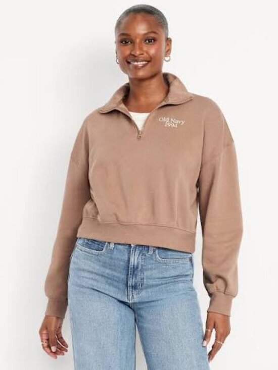 Old Navy Sweaters - Old Navy 1994 Brown Half Zip Sweatshirt 3X Oversized Cozy Pullover